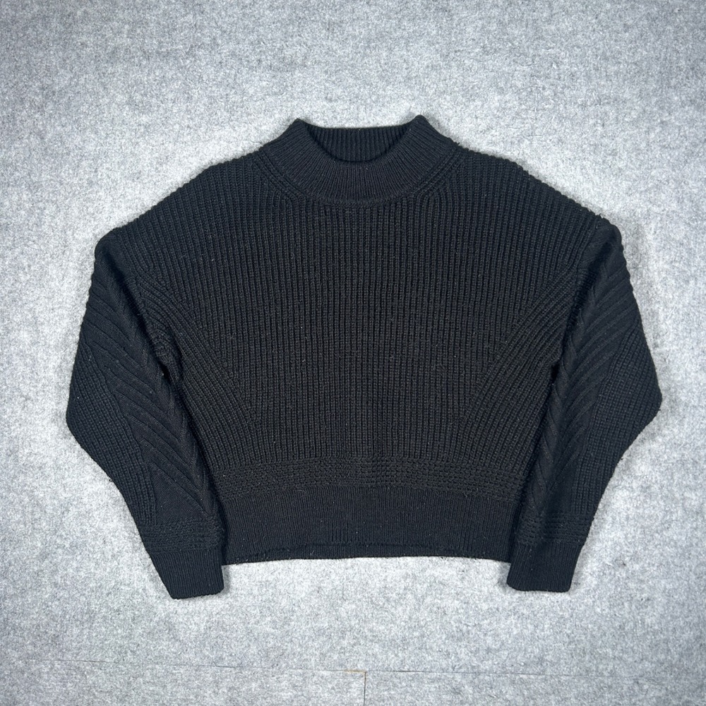 G Star Raw Sweater Womens XS Black Weet R Knit Mock Neck Ribbed Cropped Pullover